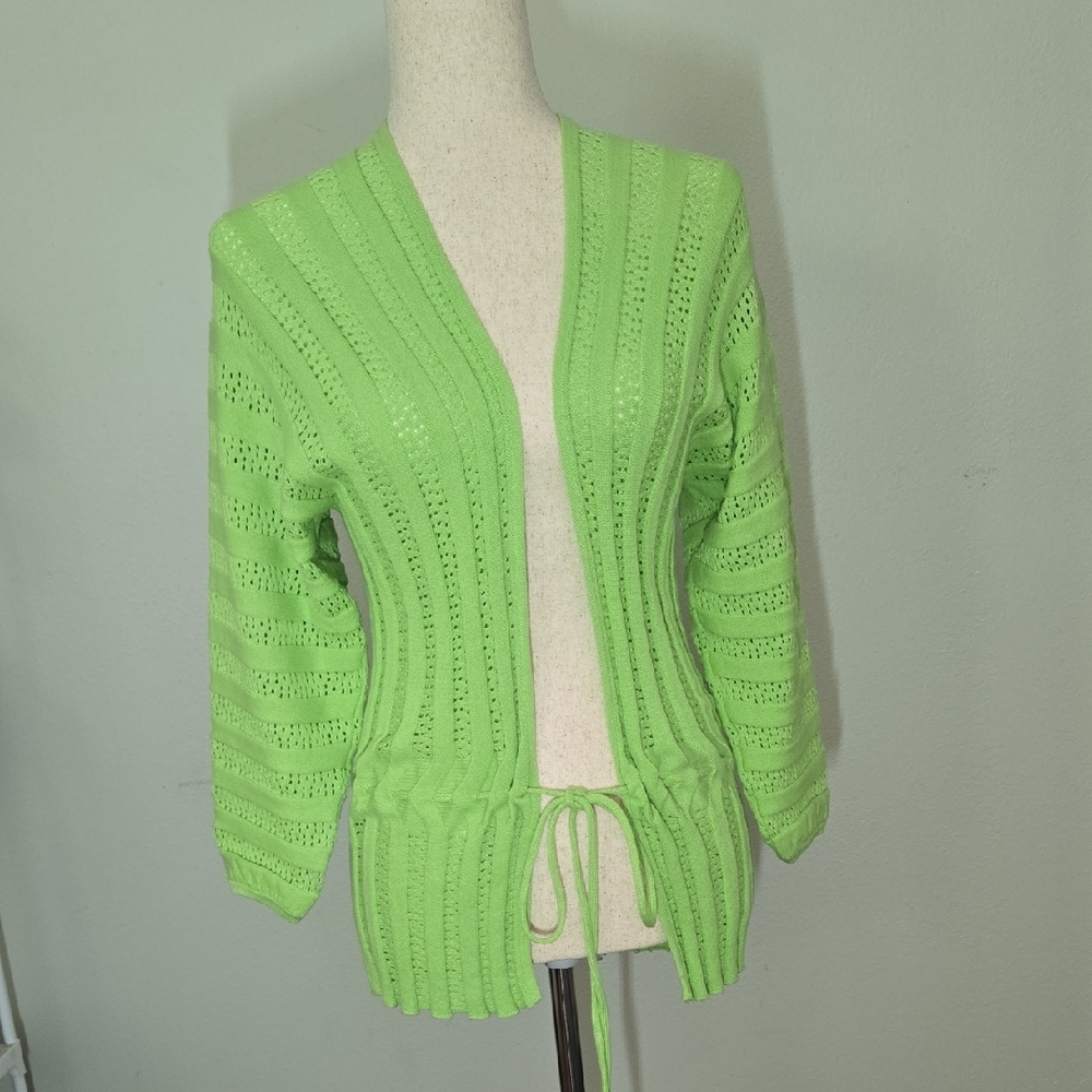 Vibrant Lime Open-Front Cardigan